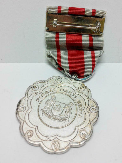 Rare Vintage Singapore Pingat Bakti Setia Sterling Silver LongService Medal B368