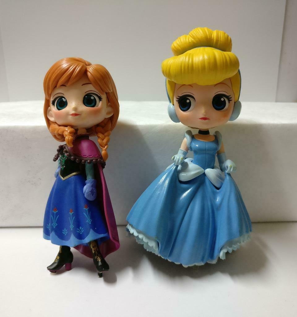 Disney QPosket Frozen Anna Cinderella Cute Figure Toys x2 Lot F/S (FTY010) *25