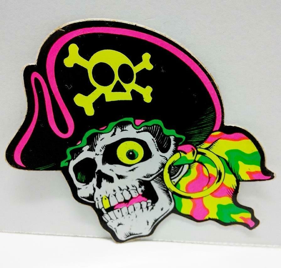 Vintage 80’s Sticker Neon Colourful Skull F/S (A807)