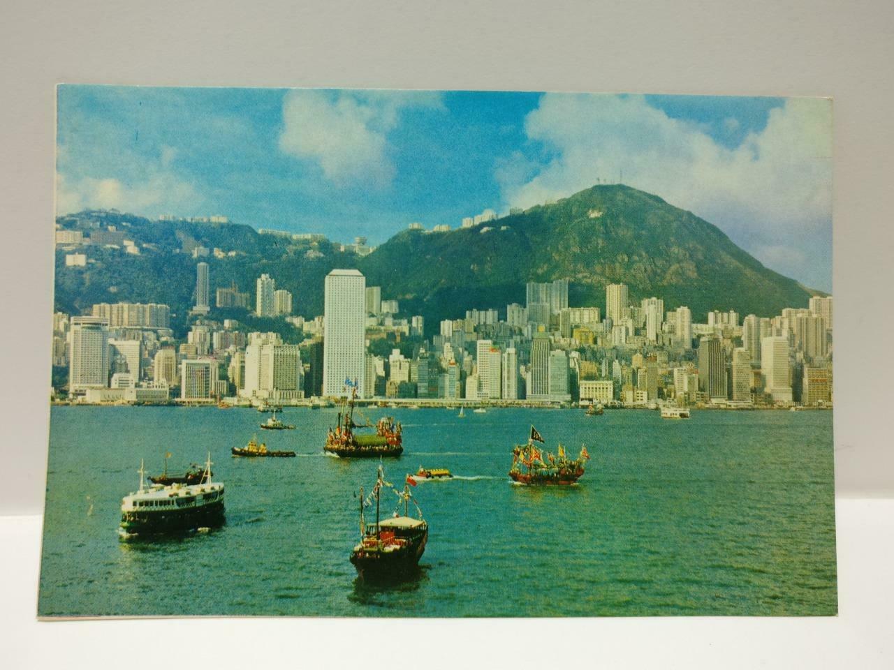 Vtg Central District Of Hong Kong Building Boats Sea View Color Postcard (P697)