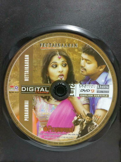 India Bollywood Tamil Movie Vettaikaaran Vijay Anushka 2010 Malaysia DVD CD1037