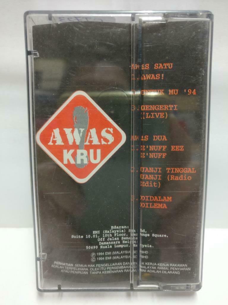 Malay Rock Band KRU Awas! 1994 Malaysia Melayu Cassette CT723