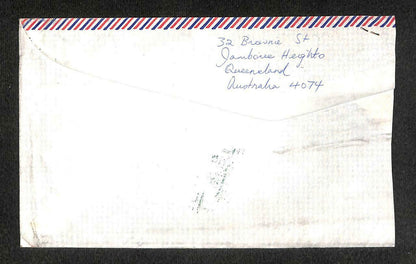Australia To Canada 50c + 20 Cents x 2 Stamp Chop Mail Returned Cover (C1403)
