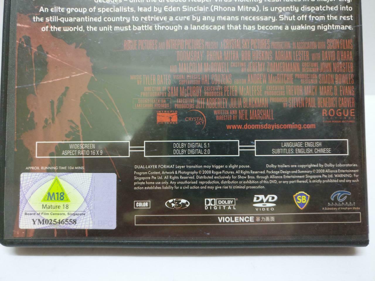 Doomsday Rhona Mitra Movie Rare 2008 Singapore DVD Eng Sub R3 (DVD053)