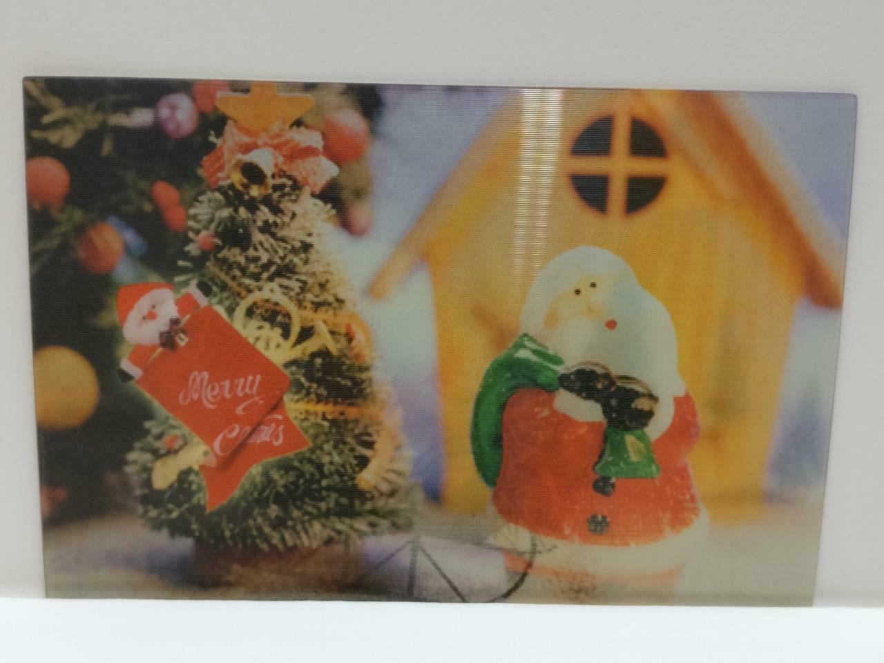 LUCKYPIGEON888 Christmas Santa Sleigh X'mas Tree 3D Lenticular Postcard (E0433a)