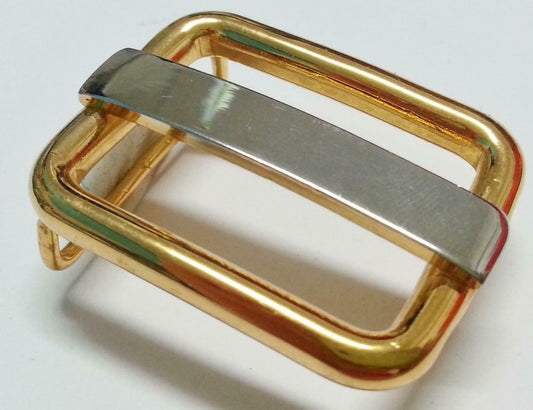 Rare Vintage Made In Italy Stainless Steel Gold Plated Retro Belt Buckle (B399)