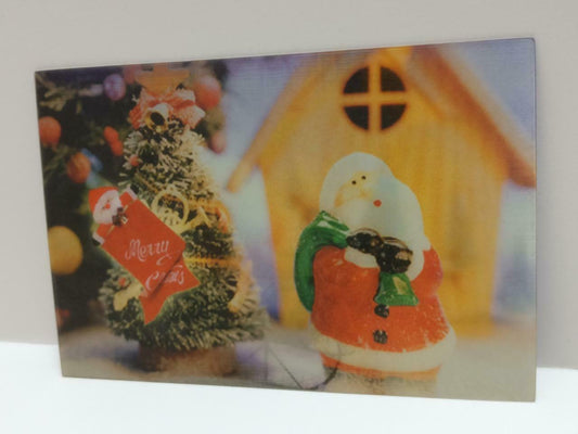 LUCKYPIGEON888 Christmas Santa Sleigh X'mas Tree 3D Lenticular Postcard (E0433a)