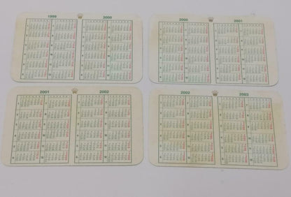 Vintage Rolex 1999 To 2004 Calendar Card x5 F/S (A2419)