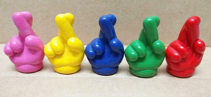 Unique Fingers Crossed Kids Red Pink Blue Colorful Crayons Set of 5 (A1350)