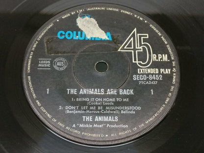 The Animals Bring It On Home To Me Australia 7" English EP  (EP057)