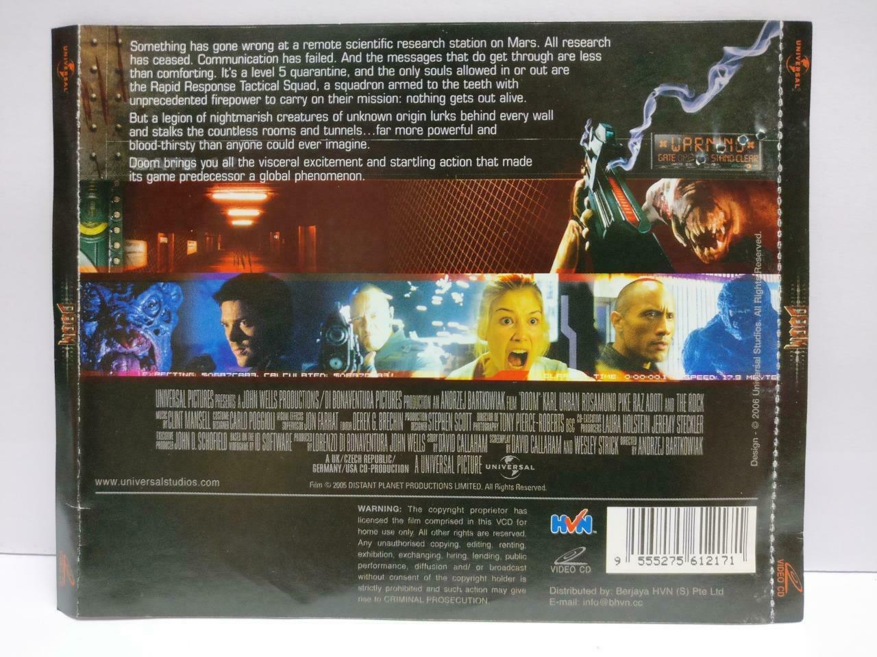 Movie Doom The Rock Karl Urban Rare Singapore Video CD 2x VCD OOP (CDS381)