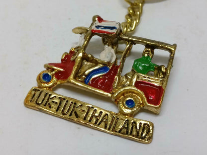 LP888 Rare Vintage Thailand Tuk Tuk Bangkok Auto Rickshaw Gold Tone Keychain F/S B794