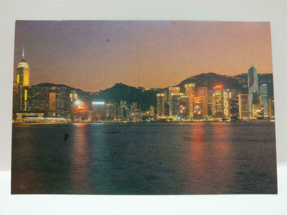 Vintage Hong Kong Central District Night Scene 香港中区夜色 Building Postcard (P829)