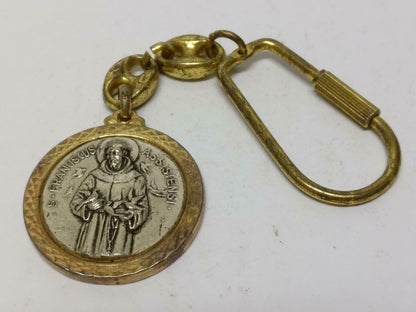 LP888 Jesus S. Franciscus Assisiensis Confessor Gold Tone Keyring Keychain F/S B790