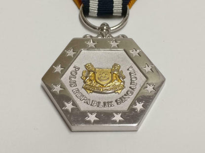 Singapore Police Long Service Conduct Silver Medal Prison Narcotics Gurkha C064