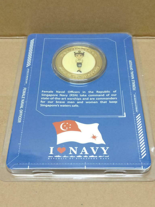 Singapore Navy Female Naval Officer Gold Color Sourvenir Coin With Case (A1916)