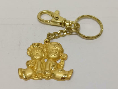 LP888 Vintage Oriental Couple Wedding Gold Tone Metal Keychain Keyring F/S (B659)*