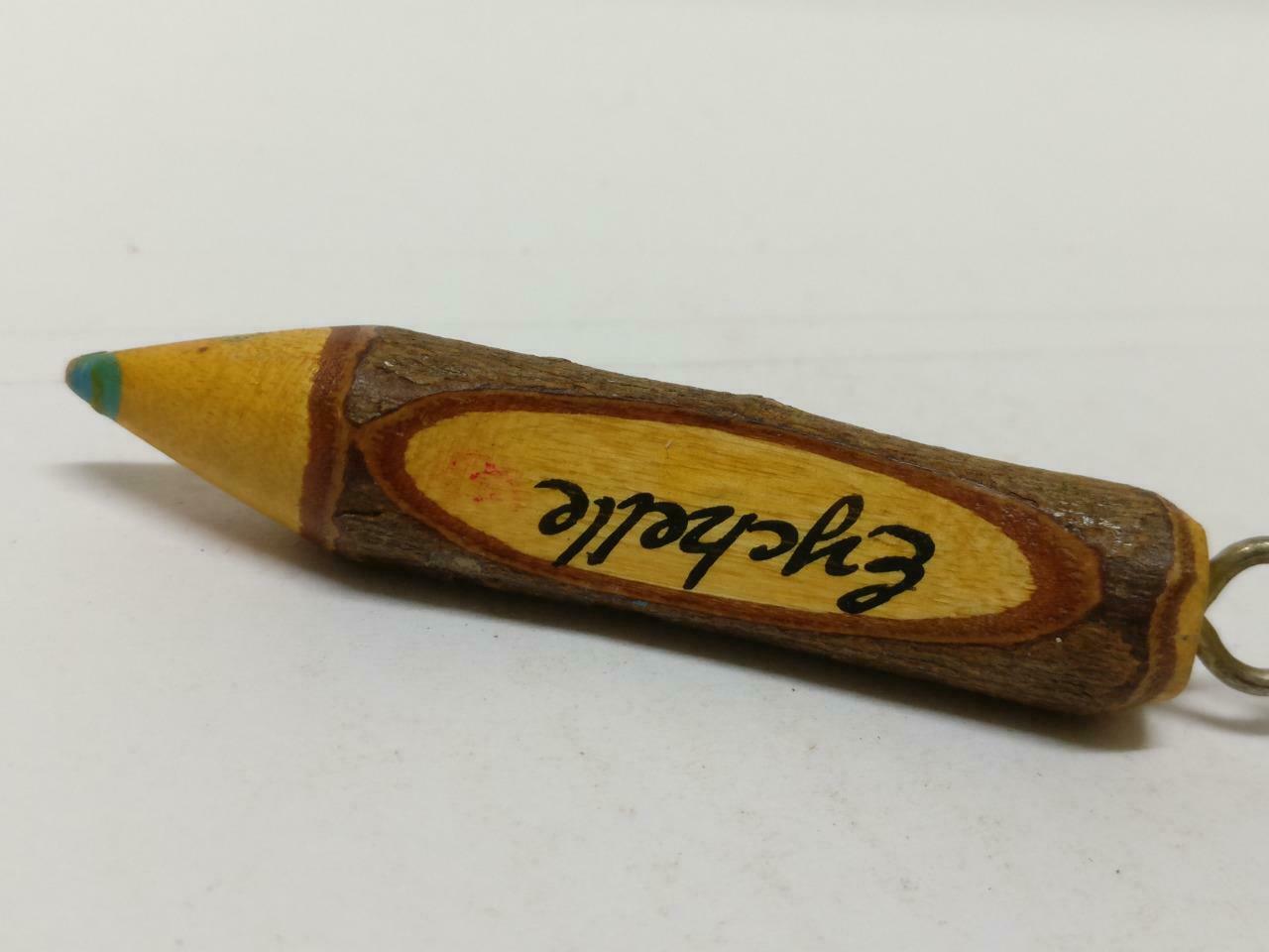 LP888 Vintage Handmade Mini Wooden Pencil Name Eychelle Keychain Keyring F/S (B731)