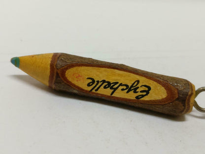 LP888 Vintage Handmade Mini Wooden Pencil Name Eychelle Keychain Keyring F/S (B731)
