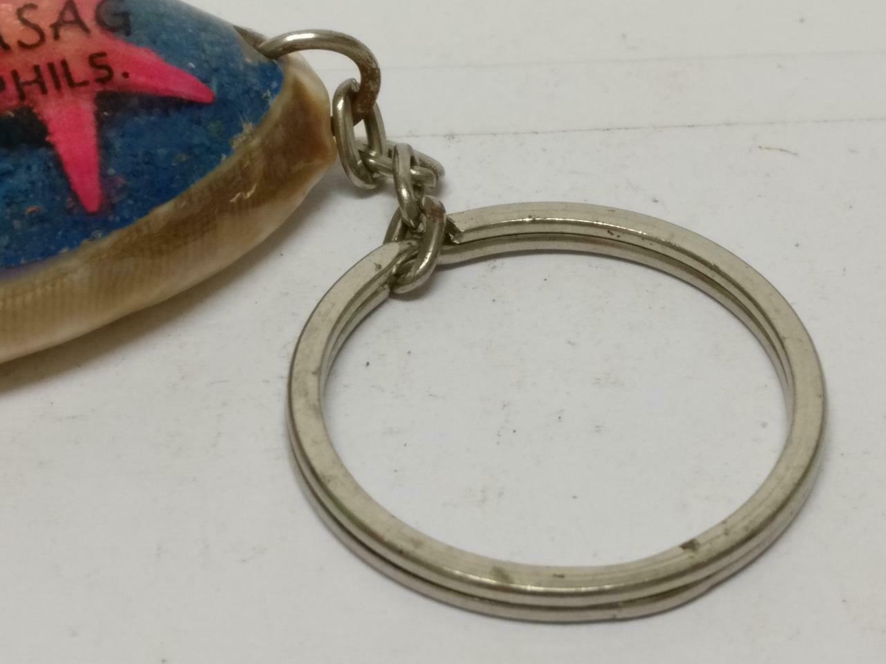 LP888 Rare Vintage Philippines Balicasag Seashell Art Crab Keychain Keyring F/S (B675)