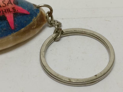 LP888 Rare Vintage Philippines Balicasag Seashell Art Crab Keychain Keyring F/S (B675)