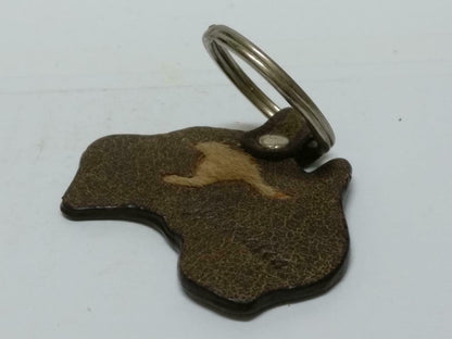 Vintage Australia Kangaroo Fur Souvenir Brown Tone Keychain Keyring F/S (B685)