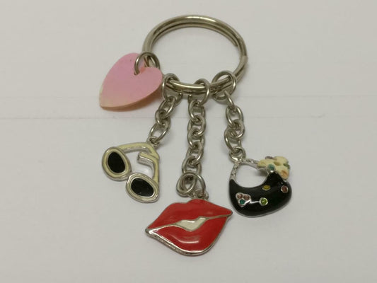 LP888 Vintage Ladies Accessories Bag Sunglass Lips Metal Keychain Keyring F/S (B646)