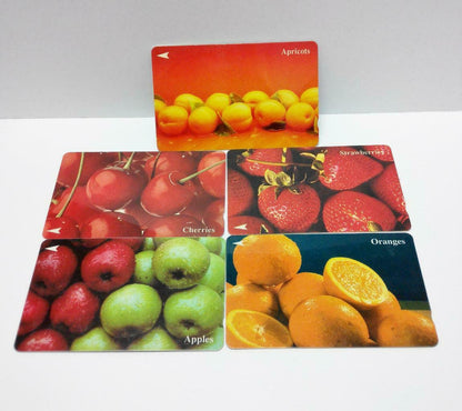 Used Vintage Singapore Phone Cards x5 Fruits Orange Apple Strawberry (A420)