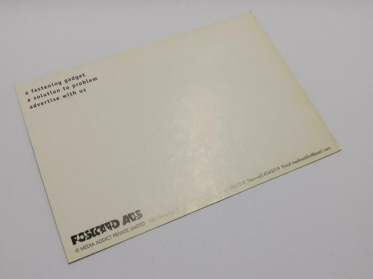 LUCKYPIGEON888 Huge Safety Pin Pink Green Singapore Ad Postcard (E0050)