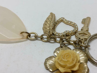 LP888 Vintage Flower Teardrop Acrylic Heart Multi Charms Keychain Keyring F/S (B832)