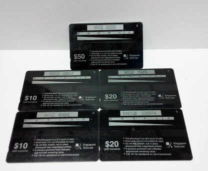 Used Vintage Singapore Phone Cards x5 Wildlife Zoo Lion Tiger Leopard  (A421)