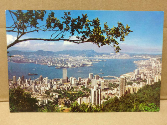 LUCKYPIGEON Beautiful View Of Kowloon & Hong Kong From The Peak Postcard (C1937)