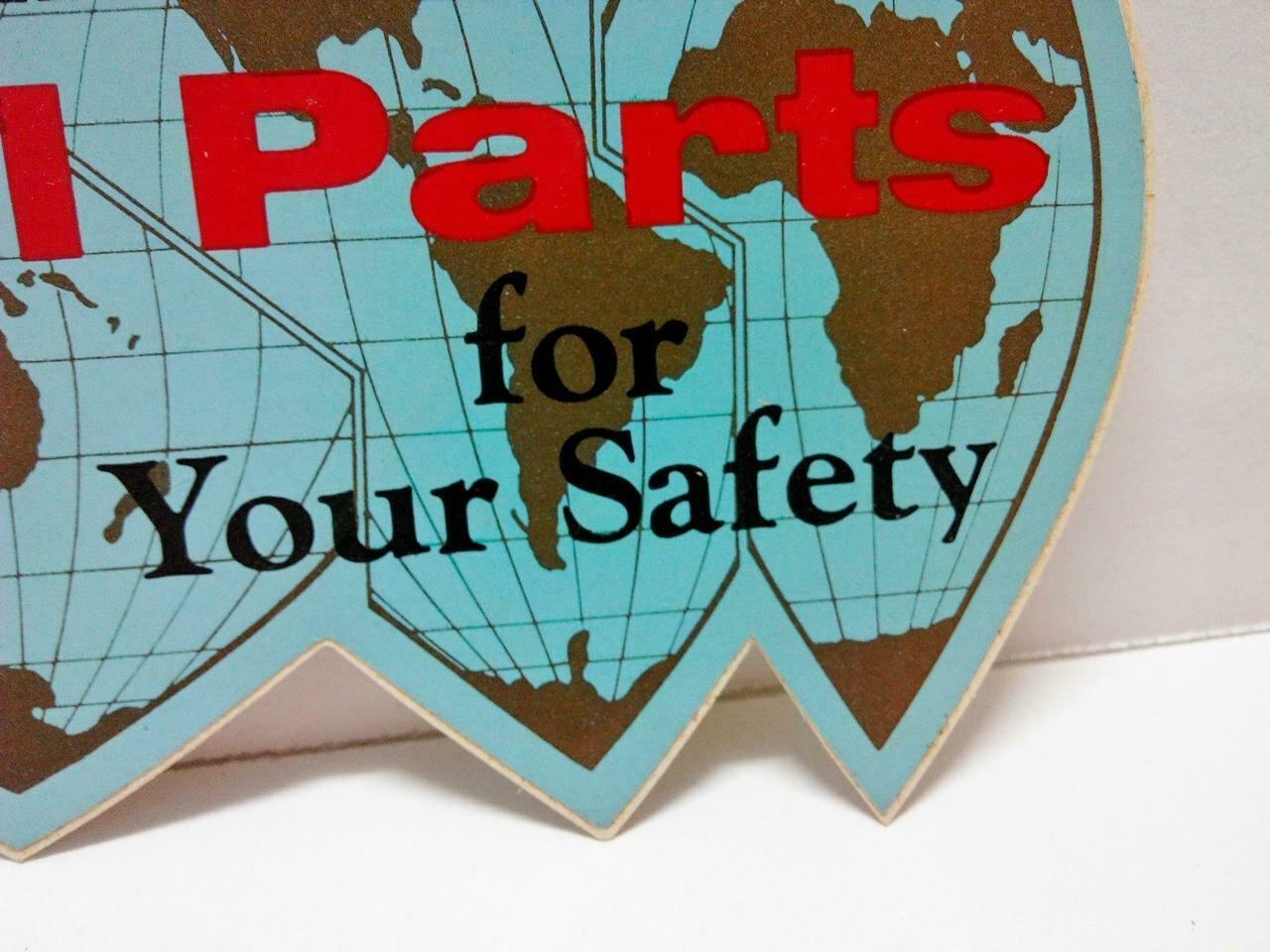 Vintage 80’s Sticker Bell Parts For Your Safety World Map Airlines F/S (A772)