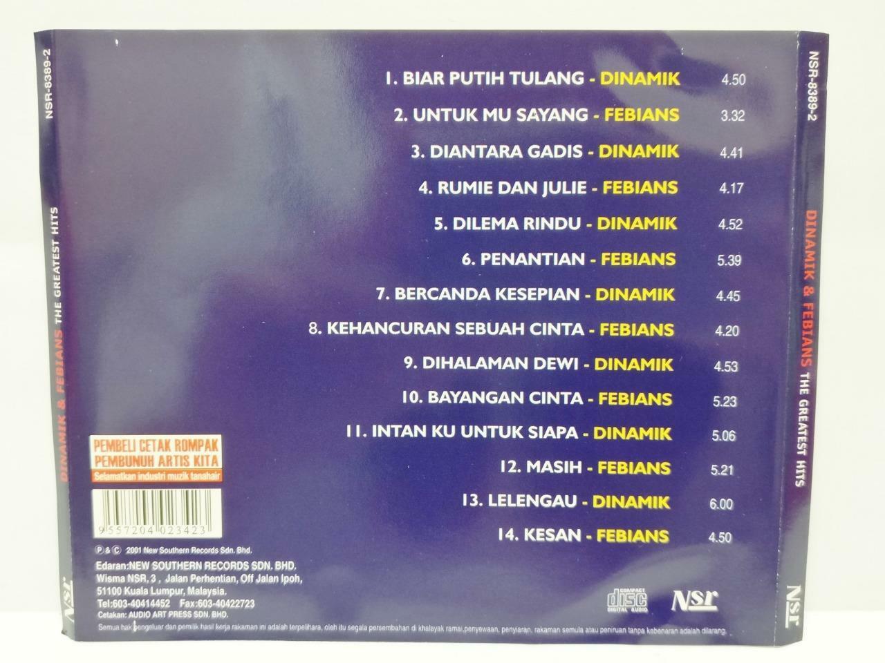Rare Malaysia Malay Dinamik & Febians The Greatest Hits 2001 Malaysia Melayu CD (CD714)