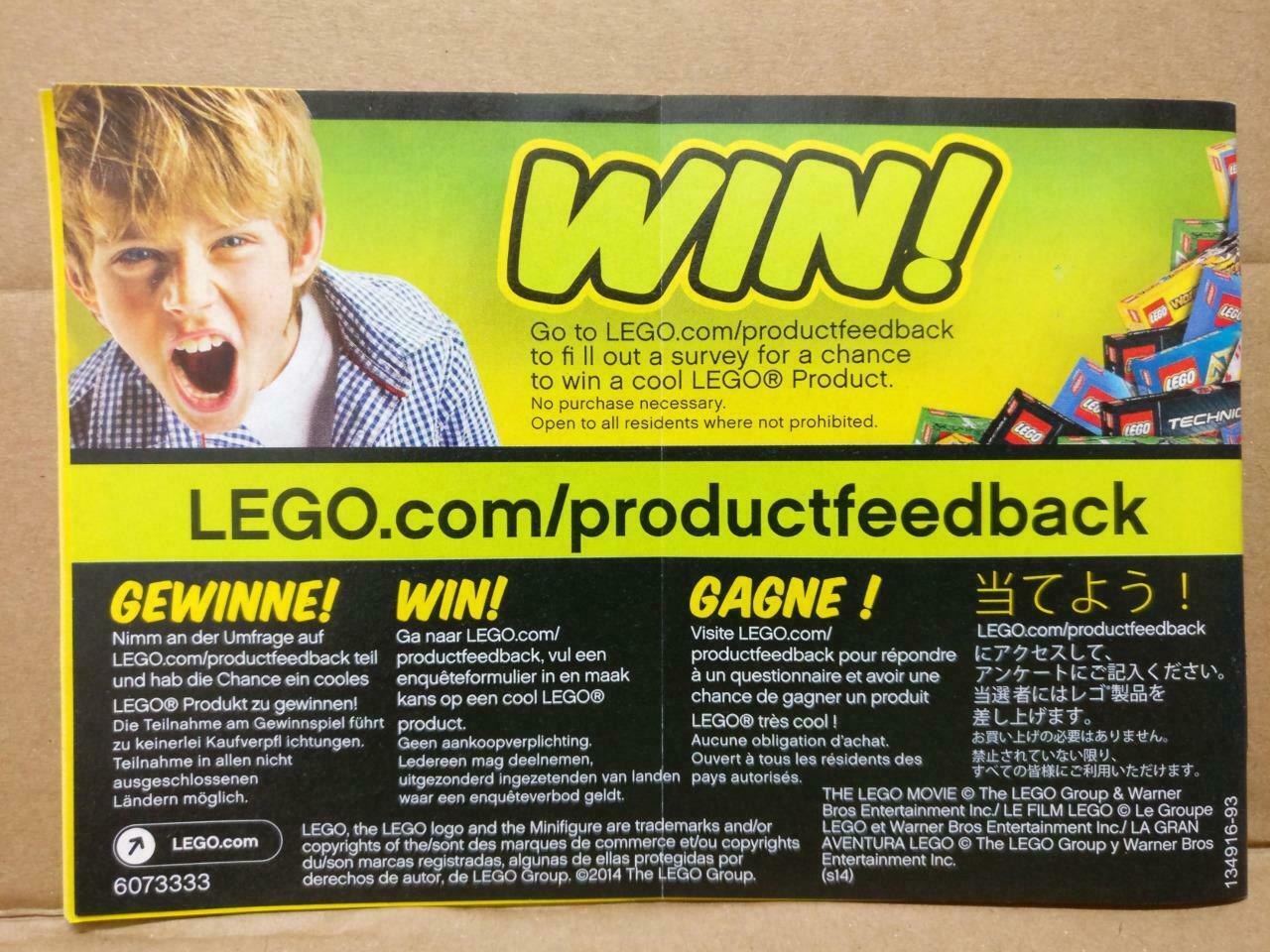 LEGO No. 70801 The Lego Movie Manual Instructions Catalog Booklet (LG007)