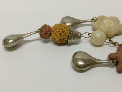 LP888 Rare Vintage Star Faux Pearl Flower Bag Multi Charms Keychain Keyring F/S (B834)