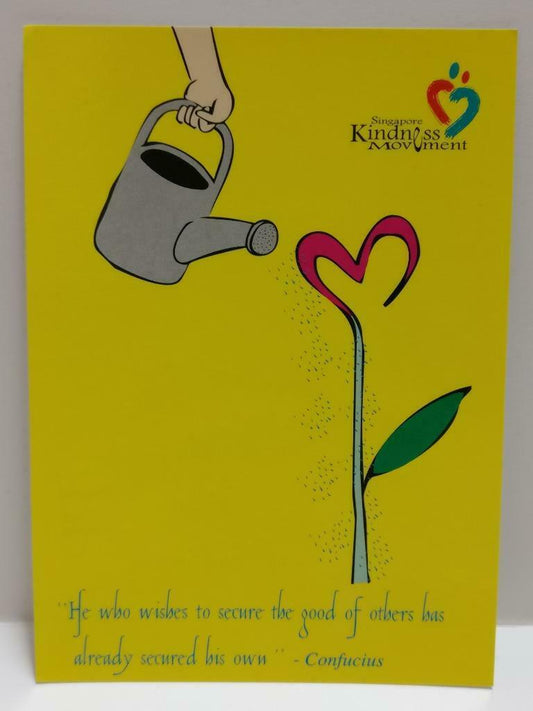 LUCKYPIGEON888 Singapore Kindness Movement Hand Heart Plant Postcard (E0267)