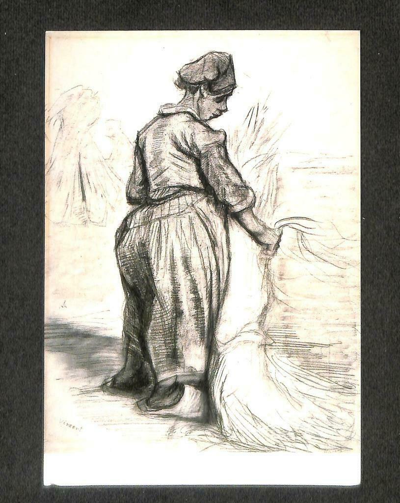 LUCKYPIGEON Vincent Van Gogh Peasant Woman Binding Crops Postcard (C1732)