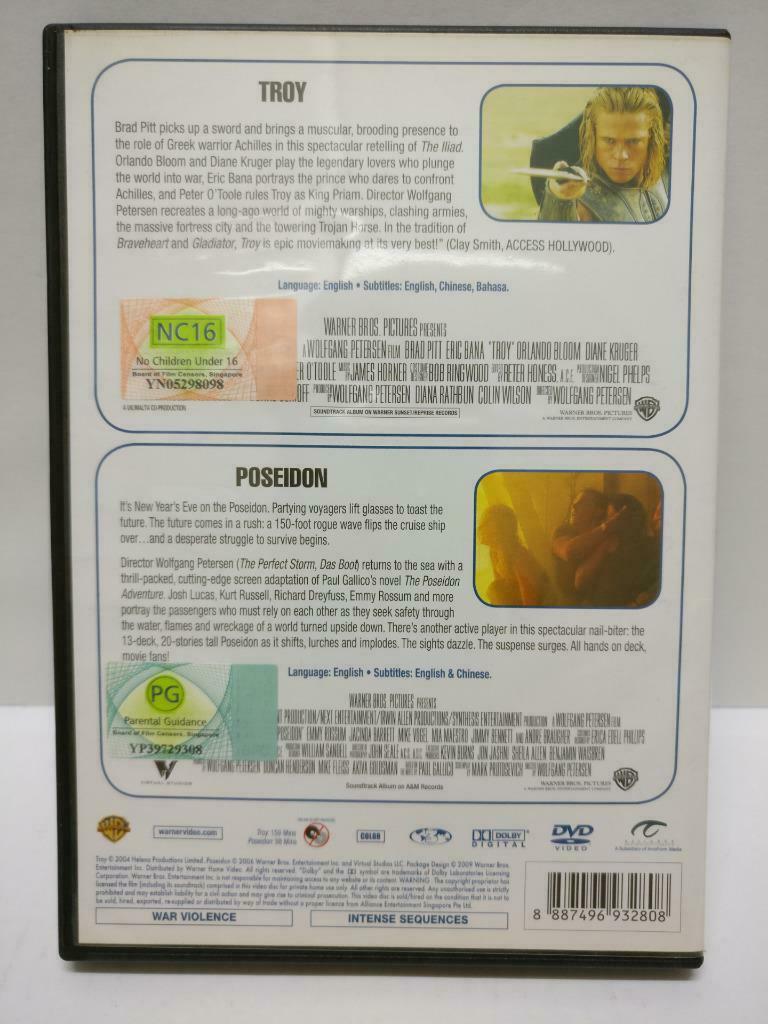 Troy & Poseidon Movie Brad Pitt Rare Singapore 2x DVD Eng Sub R3 (DVD064)
