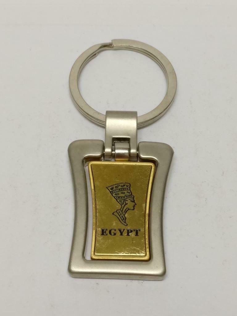 LP888 Rare Vintage Egypt Queen Gold Silver Tone Metal Keyring Keychain F/S (B789)