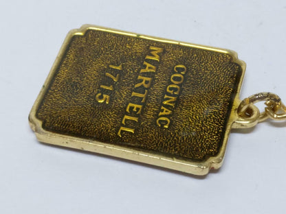 Vintage Cognac Martell 1715 Liquor Gold Tone Metal Keychain Keyring F/S (B687)
