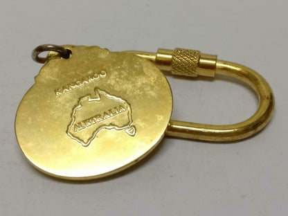 LP888 Australia Kangaroo Silver Gold Tone Metal Souvenir Keychain Keyring F/S B787