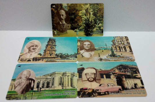 Used Vintage Singapore Phone Cards x5 Building Famous People Tan Tock Seng A414