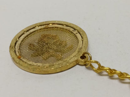 LP888 Traditional Chinese Fu Good Blessing Gold Tone Metal keyring Keychain F/S B774