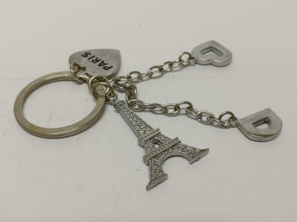 LP888 Vintage Paris Eiffel Tower Rhinestone Heart Metal Keychain Keyring F/S (B657)