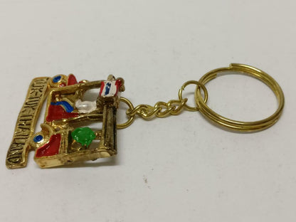 LP888 Rare Vintage Thailand Tuk Tuk Bangkok Auto Rickshaw Gold Tone Keychain F/S B794