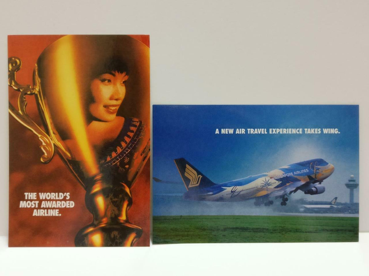 LUCKYPIGEON888 Singapore Airlines SIA Trophy Plane Postcard Set Of 2 (E0447)
