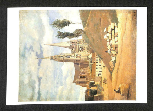 LUCKYPIGEON Corot Cathedral of Chartres Church Painting Paris Postcard (C1622)