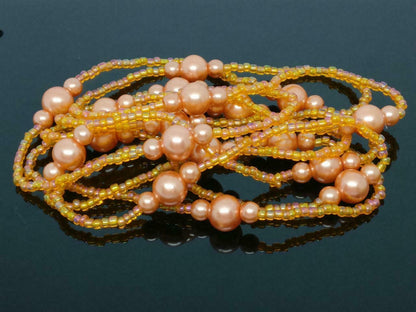 CJ888 Beautiful Retro Asia Art Orange Beads Faux Pearls Necklace F/S (J592)