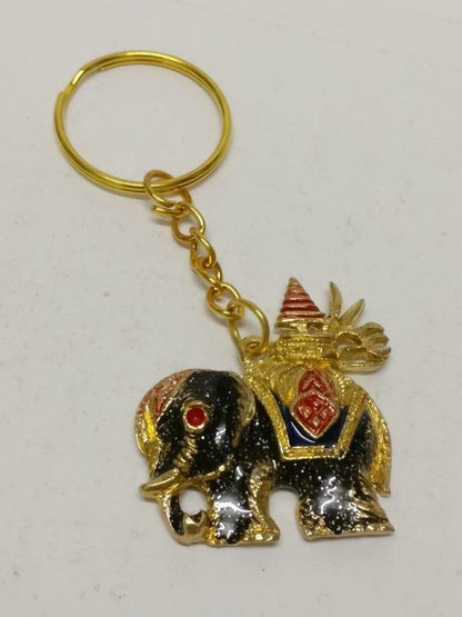 LP888 Beautiful Black Elephant Glitter Gold Tone Metal Keychain Keyring F/S (B793)